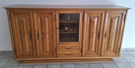 Antikes Büffet aus Holz mit Vitrinenteil, gebraucht
