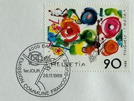 1988 Jean Tinguely AUSGABETAG FRANCO - SWISSE Z. Nr. 769 FDC