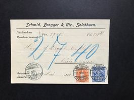 1900, Korrespondenzkarte nach Rüti mit Ziffermuster/Helvetia