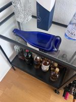 Servierplatte aus Glas (blaue Weinflasche)