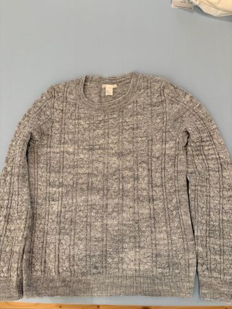 H&M Basic Damen Strickpullover grau meliert, Grösse M