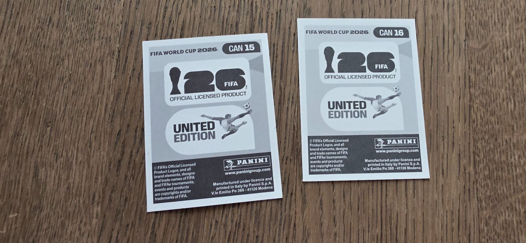 Cartoline: 2 vignettes panini Coupe du Monde 2026 CAN – Usato da Wettingen venduto da dlililou 1