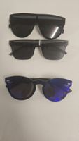 3 Sonnenbrillen Set Schwarz/Blau Spiegel