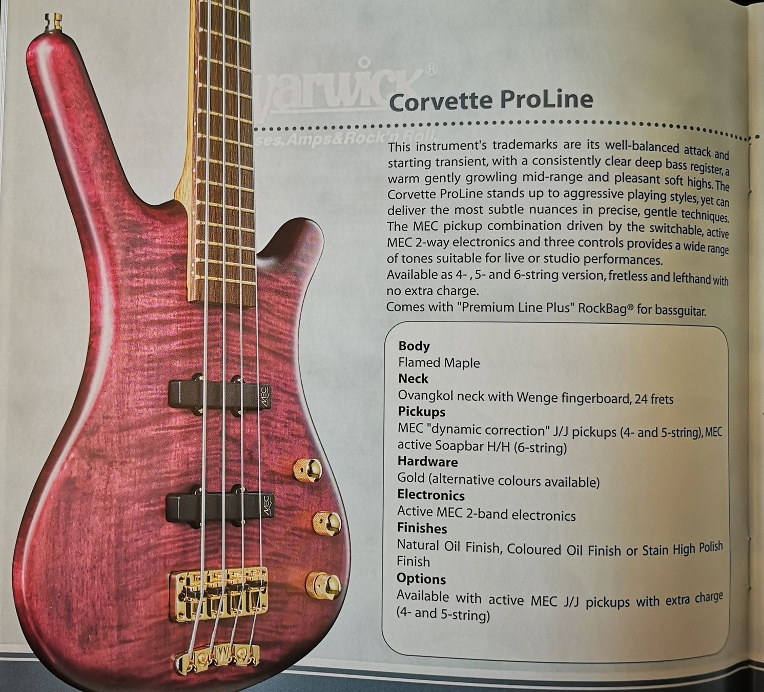 Strumenti musicali: Warwick Corvette ProLine 4-String (Made in Germany, 2001) – Usato da Piazzogna venduto da Filomena7 3