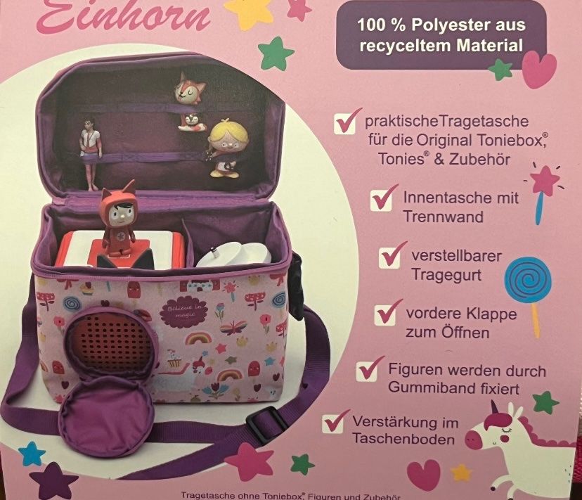 Tragbare Filz-Tasche Für Toniebox, Kopfhörer & Ladestation – Platz Für 30-40 Tonies, Mit Lautsprecherlöchern & Griff