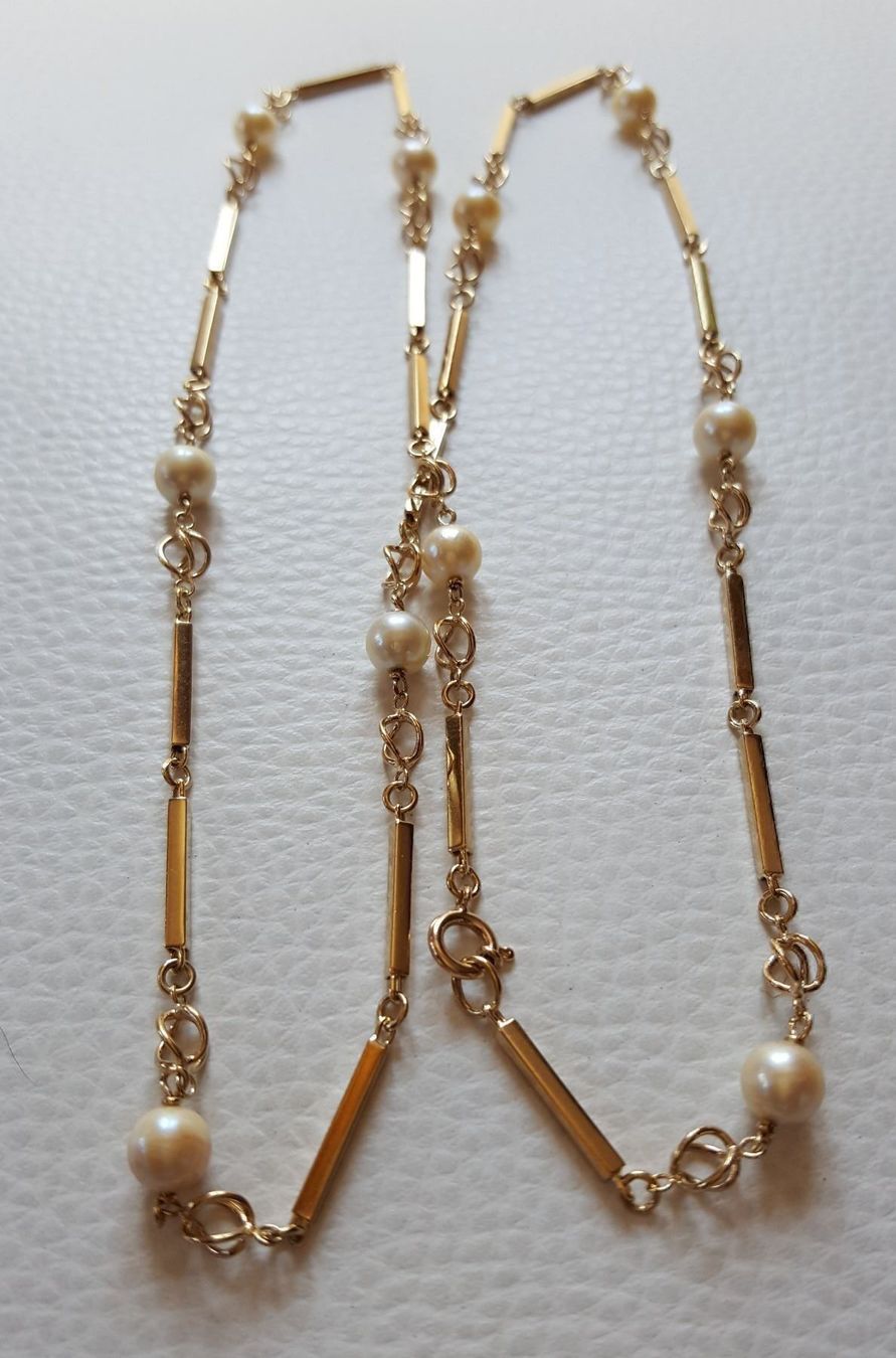 Catenine: Massiv Gold Kette mit Perlen – Usato da Wald ZH venduto da Dasilver 4