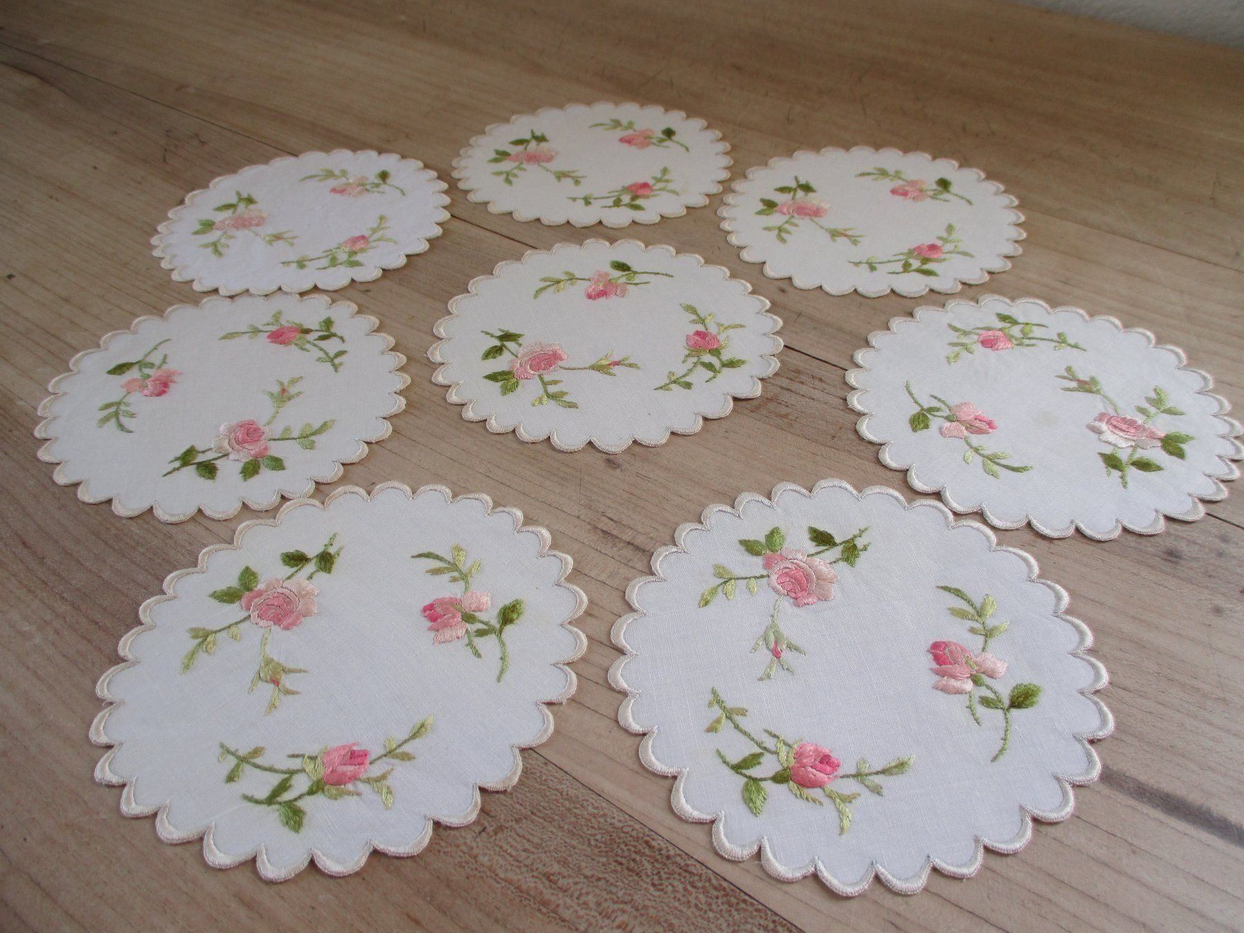 Sottobicchieri: 8 Jugendstil Untersetzer Seide Rosen – Usato da Rorschacherberg venduto da cavengia 5