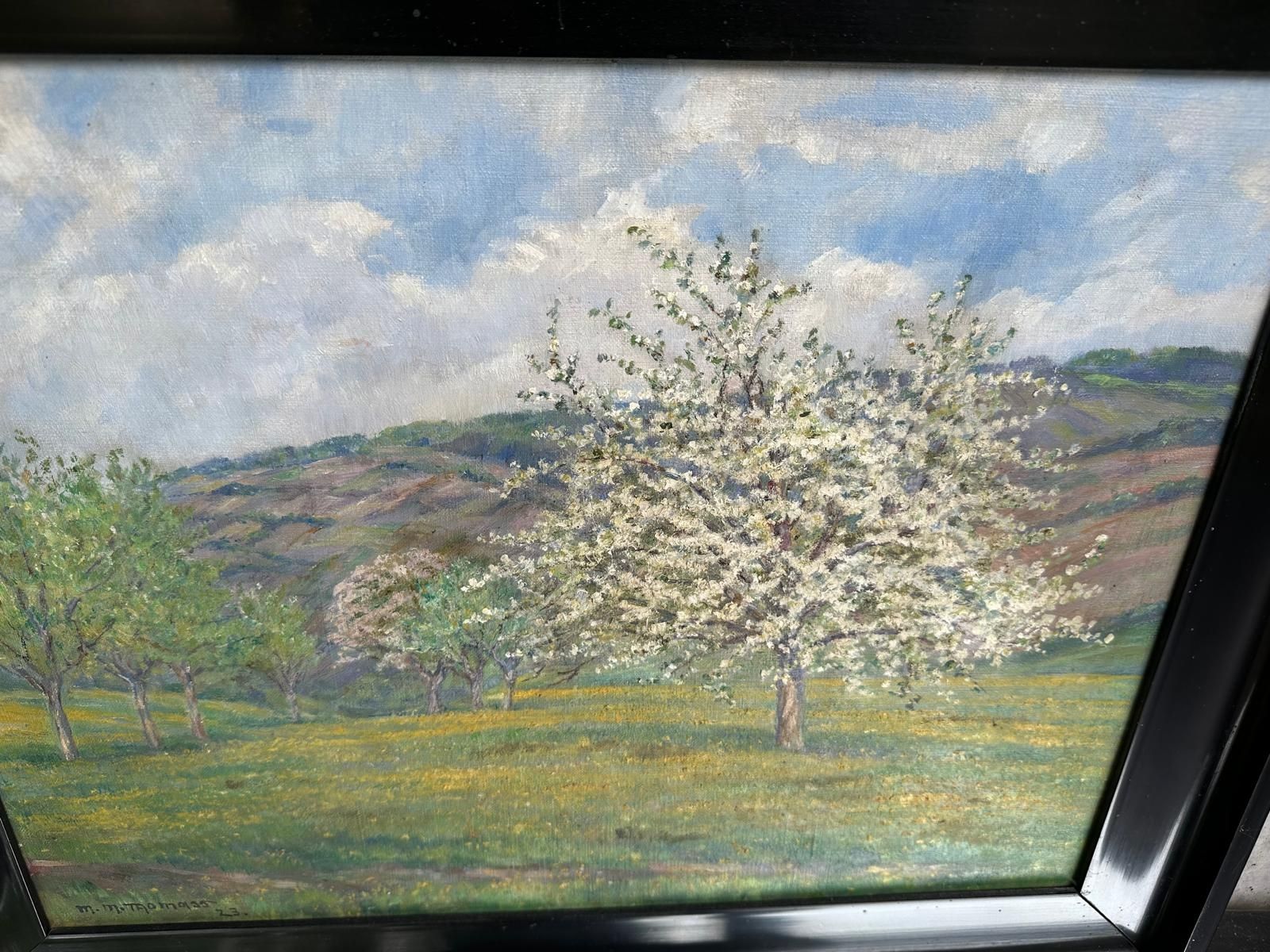 Dipinti: Vintage Spring Landscape Painting, Framed, Signed, 1923 – Usato da Lausanne venduto da vas_cdb2 3