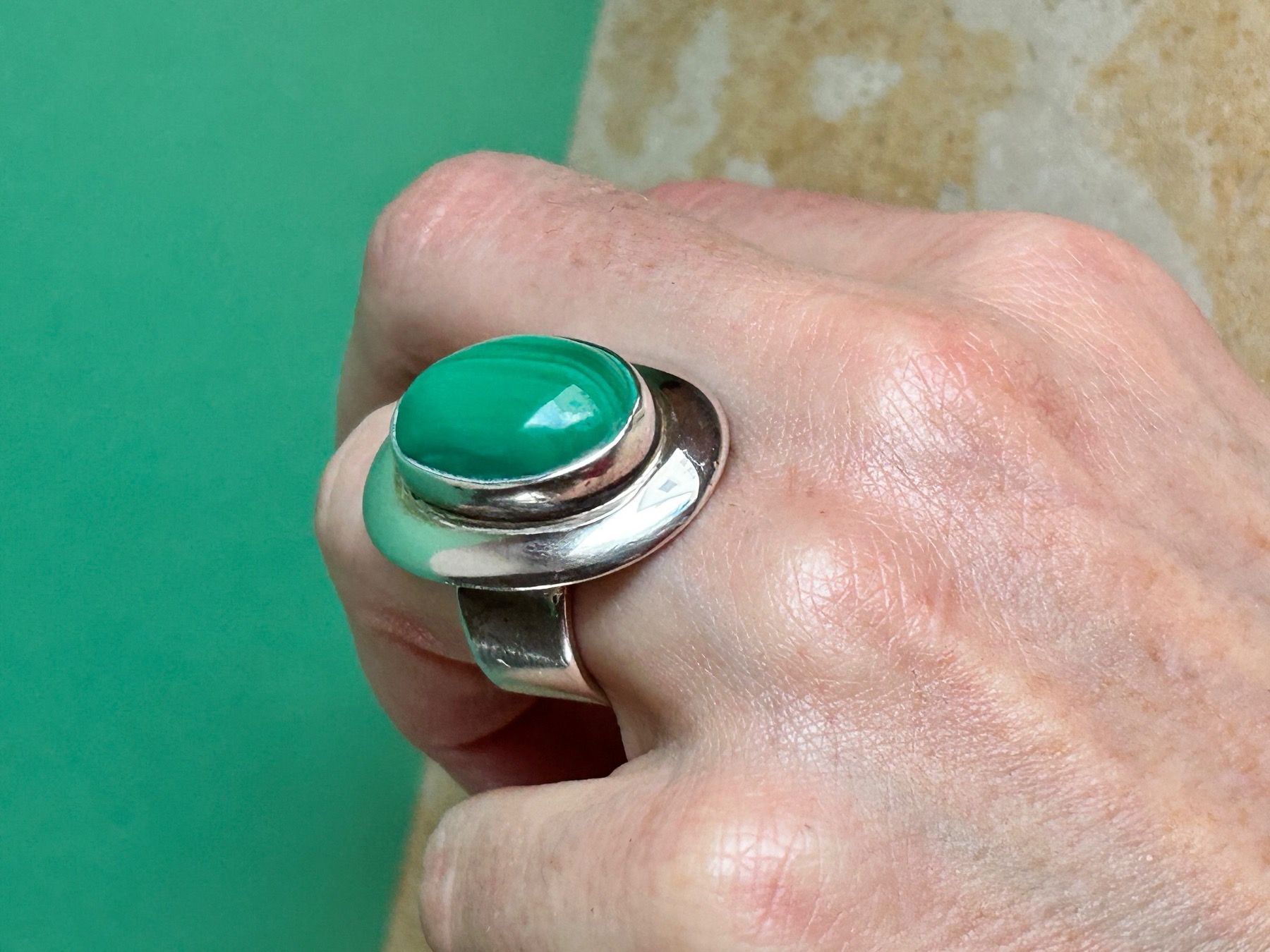 Ringe: Silberring Malachit Oval  verdbunden (61) – Gebraucht aus Dittingen von Bijoubelle 1