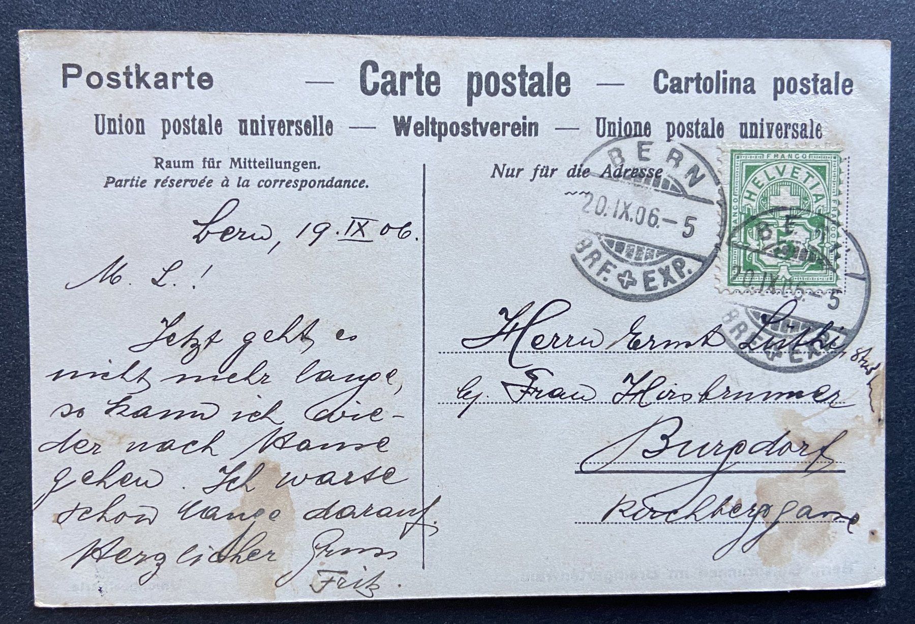 Cartes postales: AK Bern Glasbrunnen im Bremgartenwald – D'occasion à Böckten par Hansi36 1