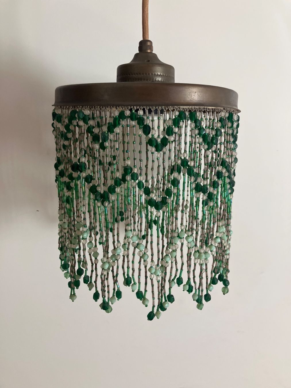 Lampade: Vintage Lampe mit grünen Perlen – Usato da Zürich venduto da elf_h9f2 1