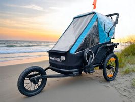 3in1 Fahrrad Anhänger Einzelkind mehrteilig BLAU/SCHWARZ NEU