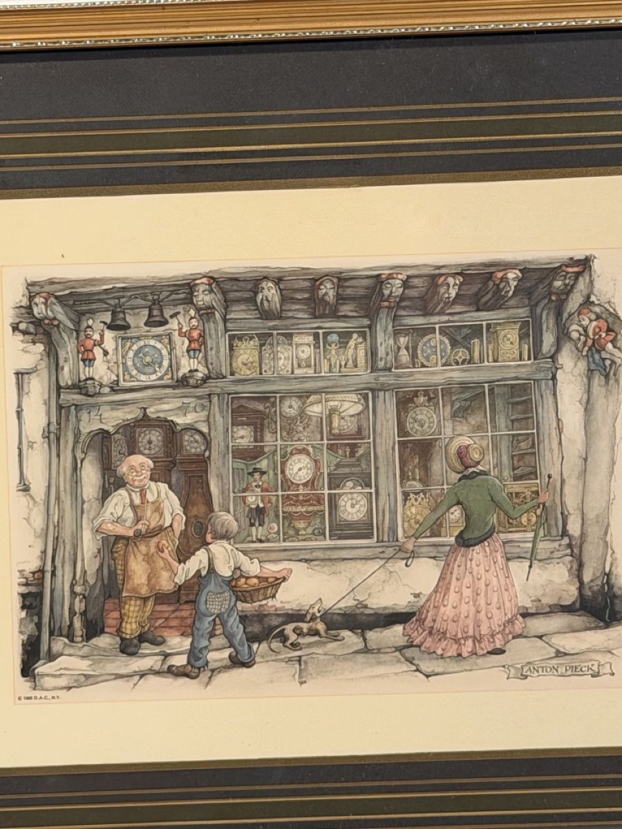 Incisioni: Anton Pieck Print - Whimsical Clock Shop Scene, Framed – Usato da Lausanne venduto da vas_cdb2 1