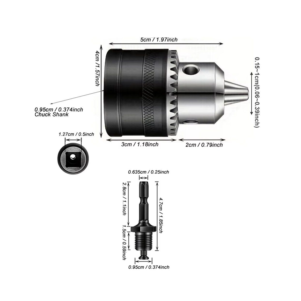 Trapani: 3-Backen-Bohrfutter 1/4" Hex für Impact & Akkuschrauber – Nuovo (secondo la descrizione) da Chiasso venduto da online.shop 1