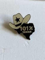 Badge Texas 101% Texan Chapeau Cowboy Métal Smalté