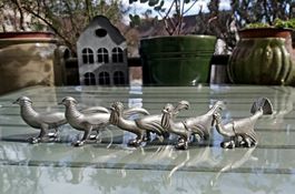 Antike Messerbänke aus Zinn, Tiere