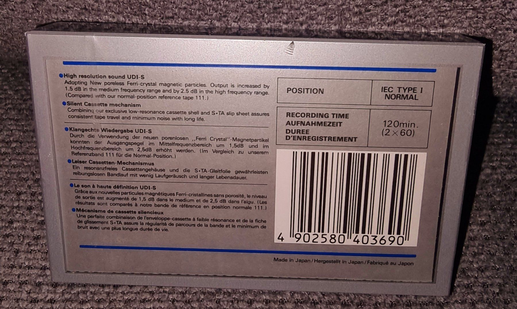 Musicassette: Rare et étrange MAXELL"UDI S-120" de collection – Nuovo e nell'imballaggio originale da LAUSANNE venduto da Mistersound 1