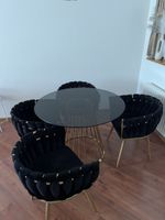 Elegante Essgruppe mit Glas und Samt - Top Zustand!
