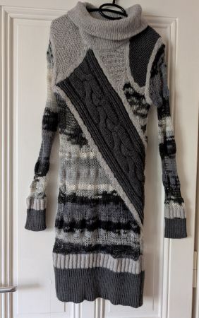 DIESEL : Robe patchwork de tricot gris S-M