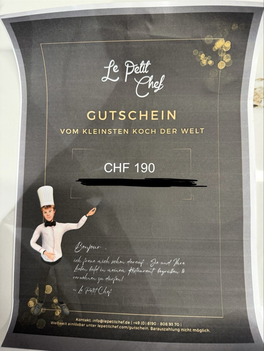 Buoni: Gutschein Le Petit Chef CHF 190  – Nuovo e nell'imballaggio originale da Niederglatt ZH venduto da ele_x8z5