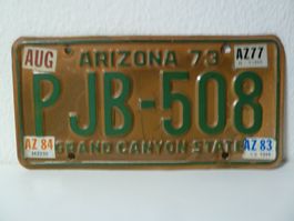 USA Nummernschild Autonummer License Plate ARIZONA PJB-508