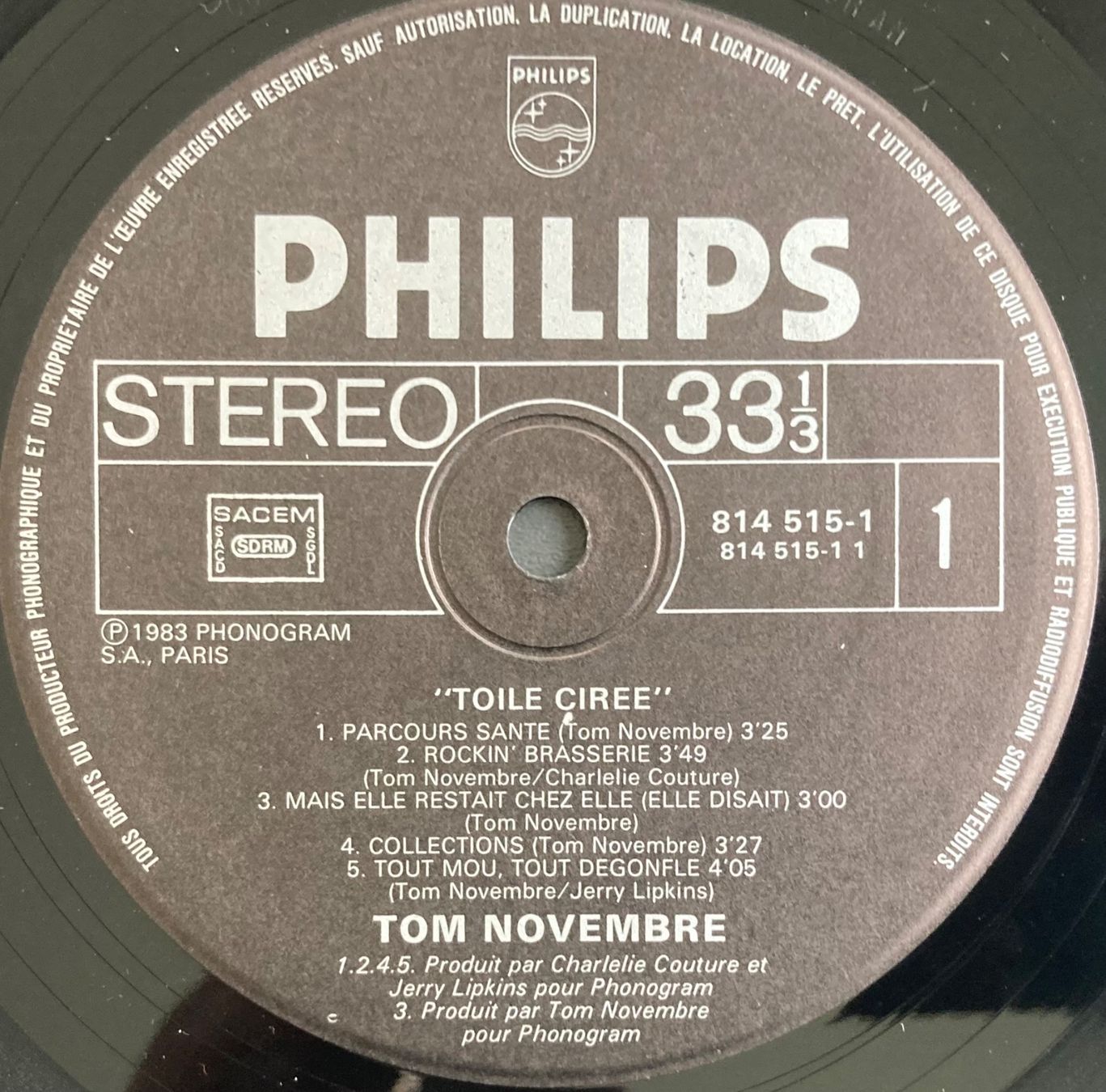 Schallplatten: TOM NOVEMBRE - TOILE CIREE – Gebraucht aus Poliez-Pittet von Newtown-Records 3