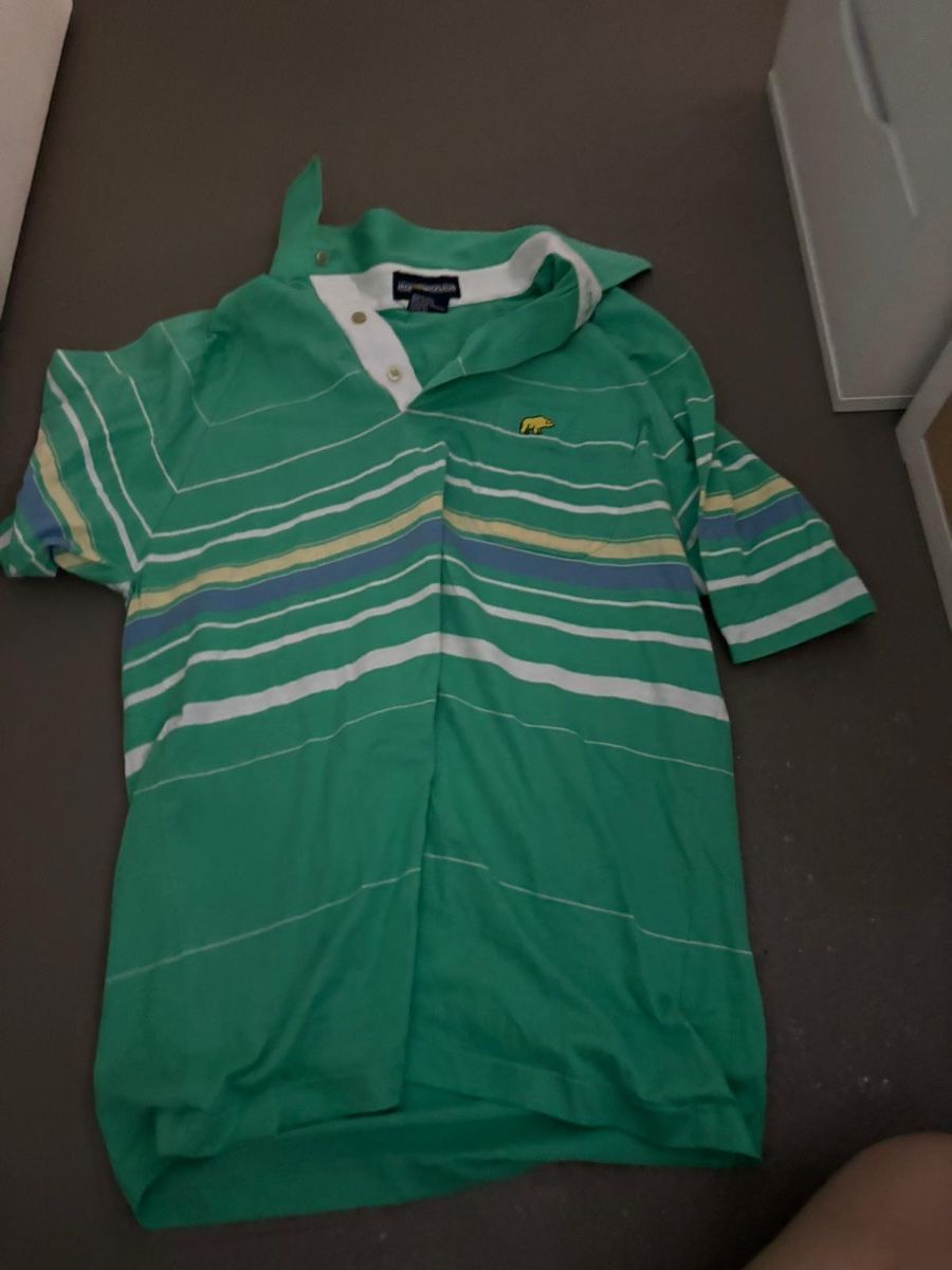 Polo-Shirts: Polo Jack Nicklaus Vintage, Taille M, vert rayé, Golf. 49 – Gebraucht aus Martigny von lovejess