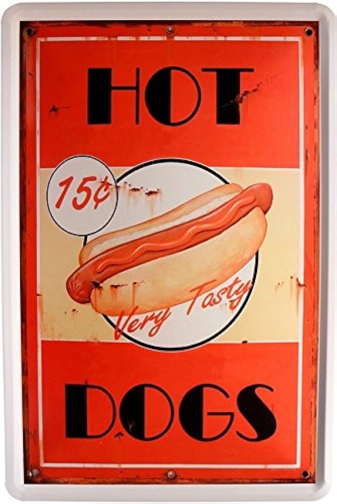 Insegne: Blechschild-HOT DOGS 15 C – Nuovo e nell'imballaggio originale da Rupperswil venduto da big-one-sale