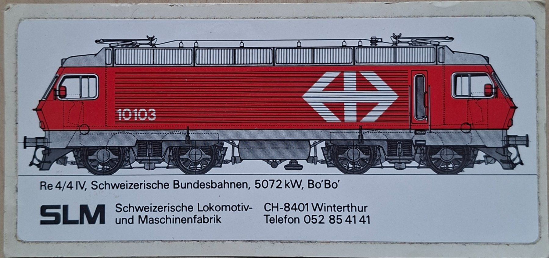 Sticker: Sticker SBB Re 4/4 IV 10103 SLM – Usato da Siebnen venduto da Leissav