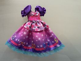 Barbie Kleid pink/lila Grösse ca. 10 cm mit Tüllbesatz