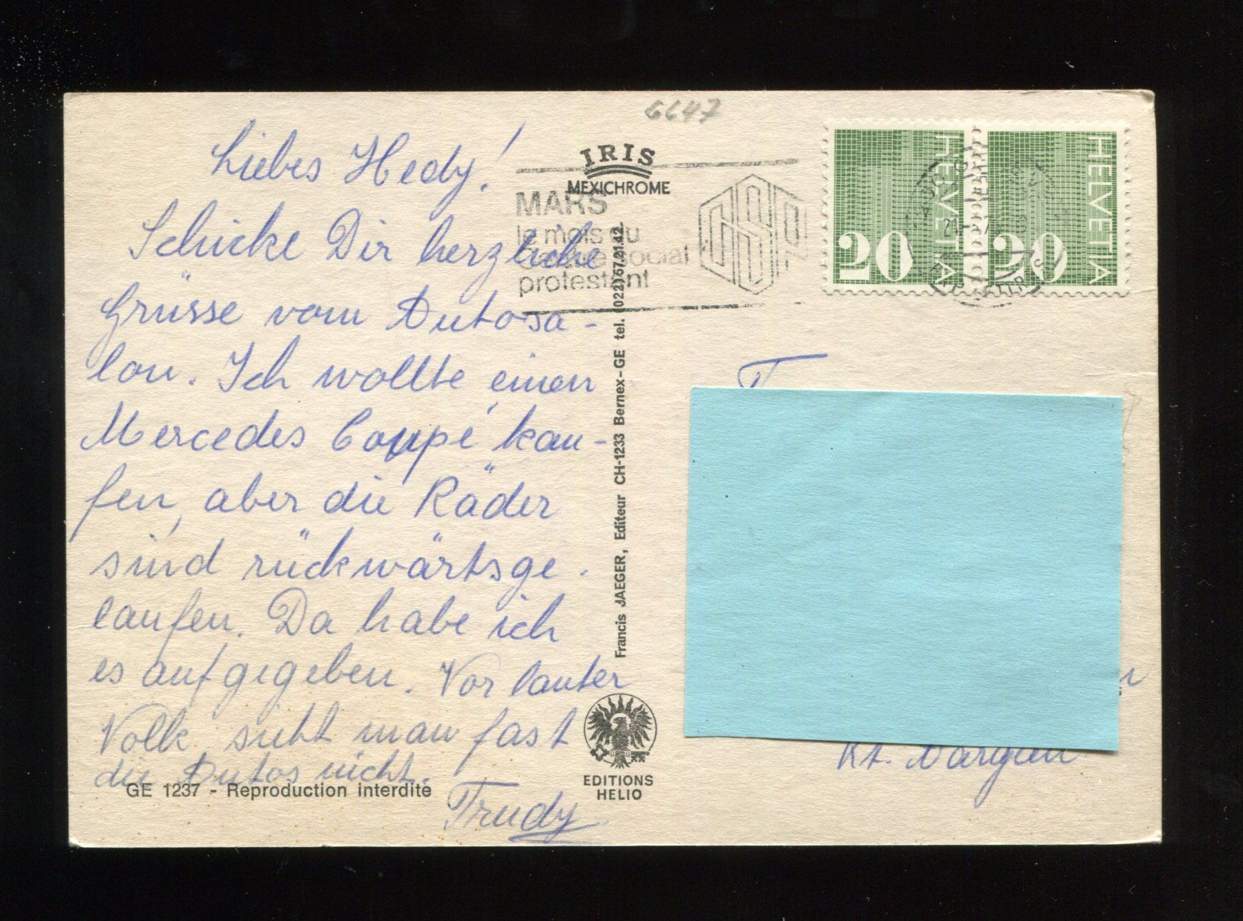 Cartoline postali: Genf, Autosalon  1976 – Usato da Aarau venduto da Elmaar41 1