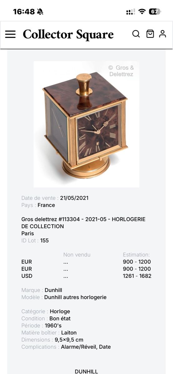 Dunhill Orologi: Orologio da tavola Dunhill – Usato da Chiggiogna venduto da acavanna 8
