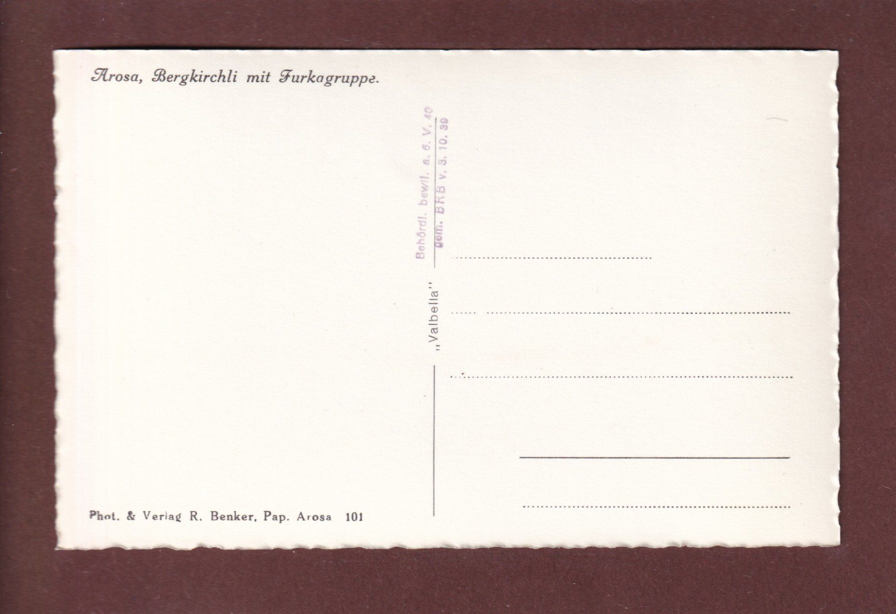 Cartoline postali: AROSA - Bergkirchli - Furkagruppe – Usato da Pully venduto da nicecards 1