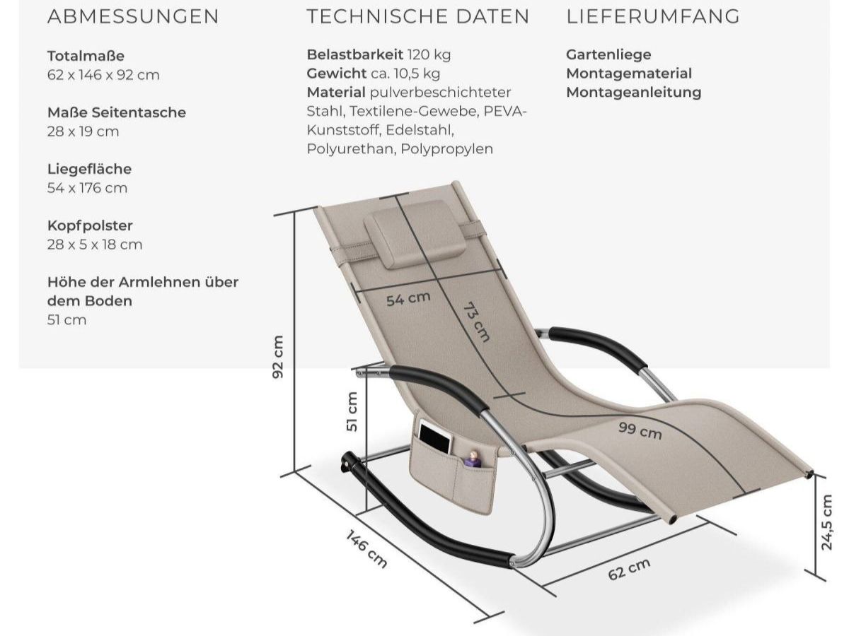 Sedie a sdraio: Gartenliege ergonomisch mit Schwingfunktion ROVELLA – Nuovo e nell'imballaggio originale da Lachen SZ venduto da sw3zzy 4
