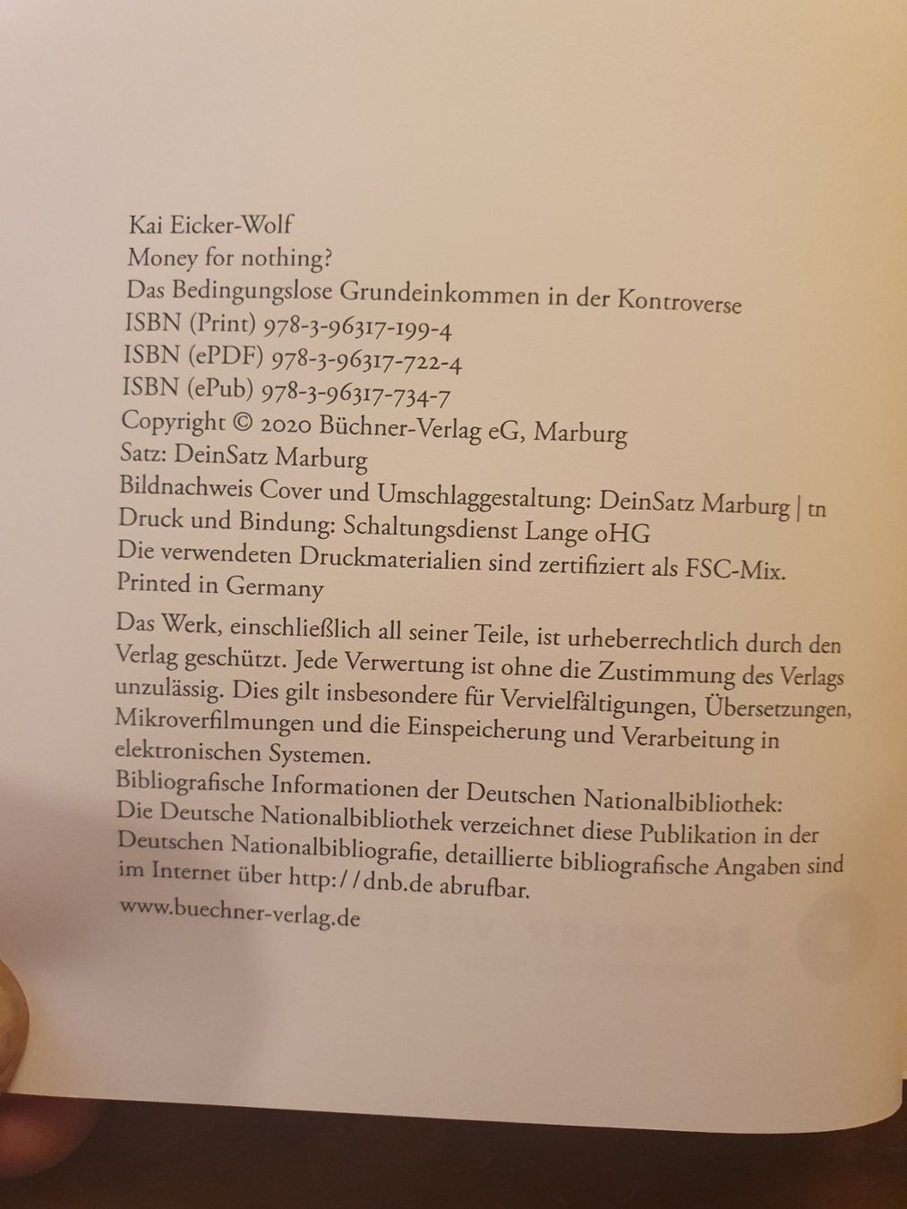 Livres: Money For Nothing - Kai Eicker-Wolf – D'occasion à Zürich par dialout 3