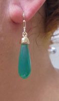 Echtschmuck: Grüner Onyx Silberohrringe, vergoldet