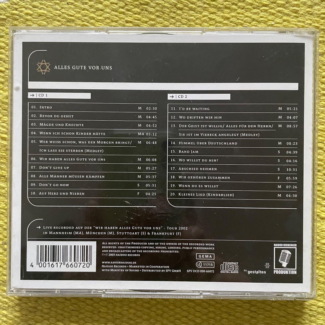 CD: XAVIER NAIDOO-2CD ALLES GUTE VOR UNS LIVE – Usato da Rorschacherberg venduto da CD-Roli 1