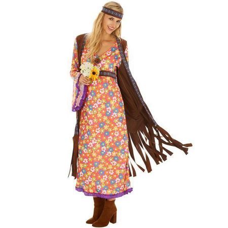 Disco Hippie Blumen Frauen Größe S
