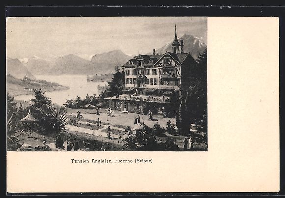 Cartoline postali: AK Lucerne, Pension Anglaise – Usato da Berlin venduto da bartko-reher