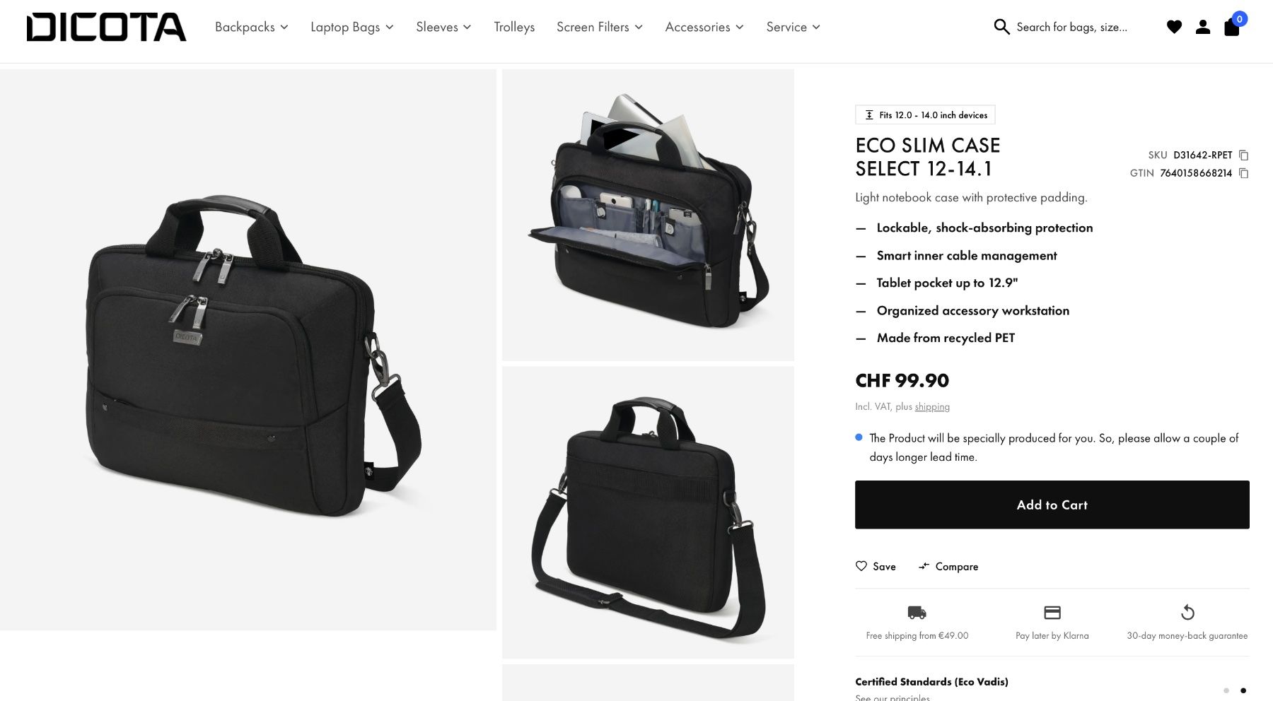Sacs: DICOTA "ECO SLIM CASE SELECT" Laptoptasche – Neuf (Voir description) à Zürich par missmodernage 9