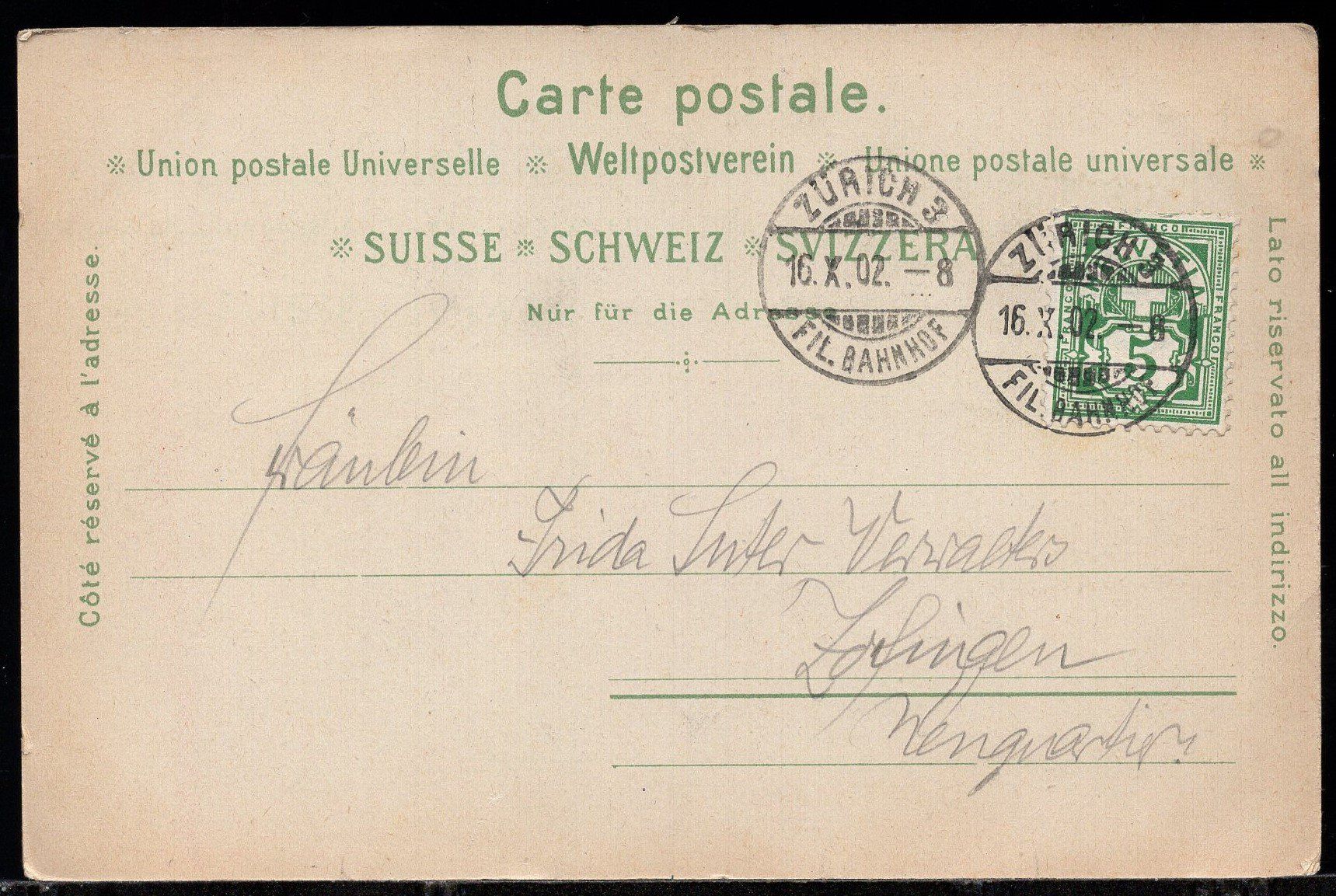 Cartoline postali: Zürich  Stadttheater   1902 – Usato da Aarau venduto da kufi44 1
