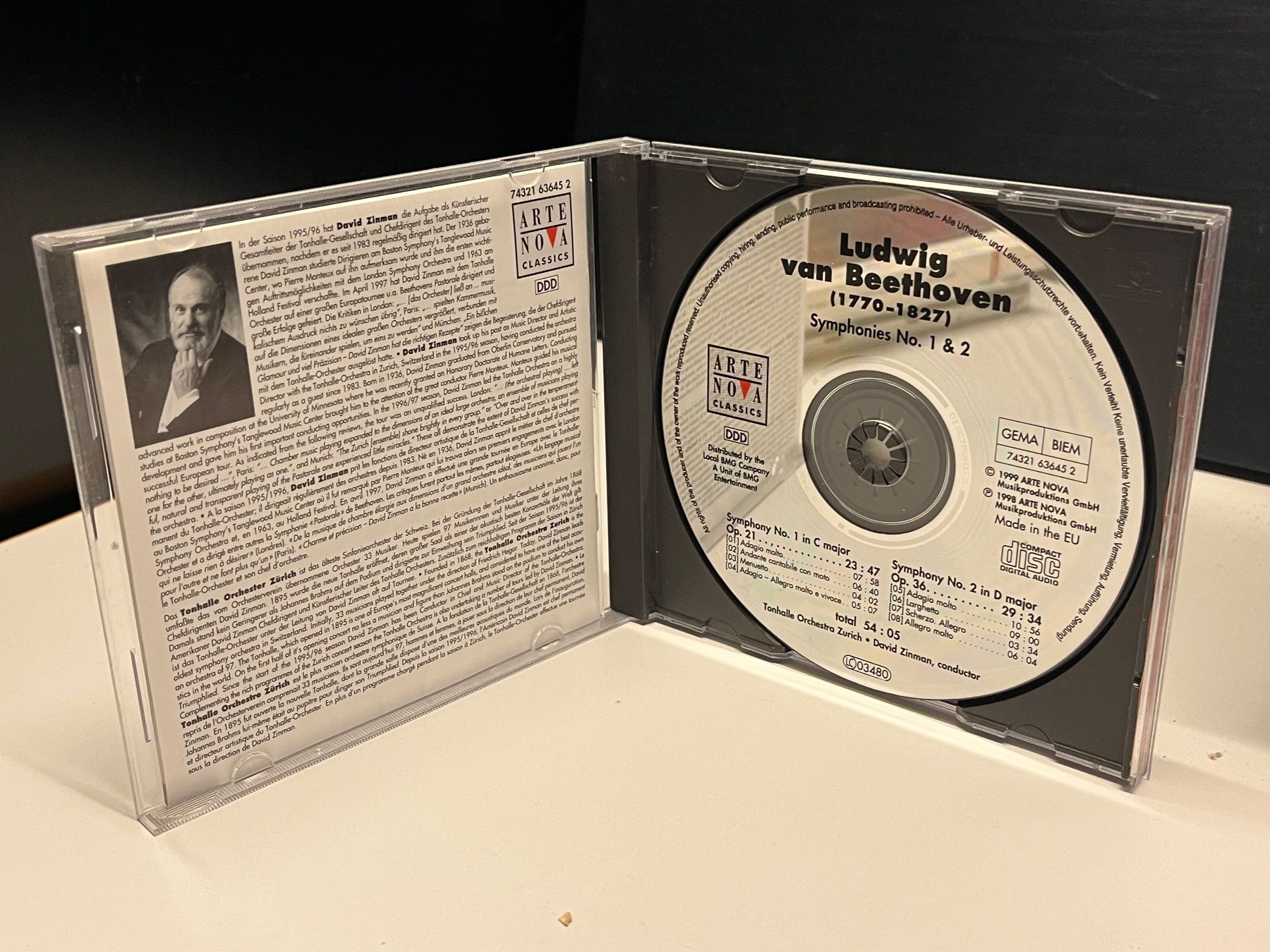 CD: Beethoven, David Zinman - Symphony 1 & 2 - SRA02A – Usato da Küsnacht ZH venduto da swisssales.net 2