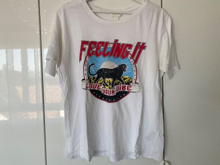 T-Shirt in Weiss mit Aufdruck von H&M (Gr.M)