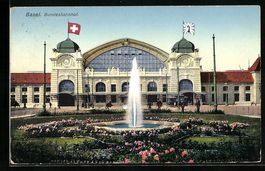 Basel, Bundesbahnhof von den Anlagen ges