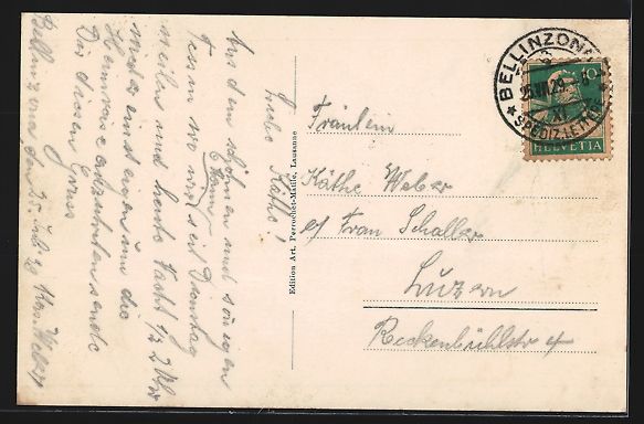 Cartoline postali: Bellinzona, Ortsansicht mit Kirche gegen – Usato da Berlin venduto da bartko-reher 1