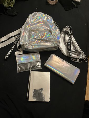 Silber Set: Rucksack, Täschli, Portemonnaie, Notizbuch!