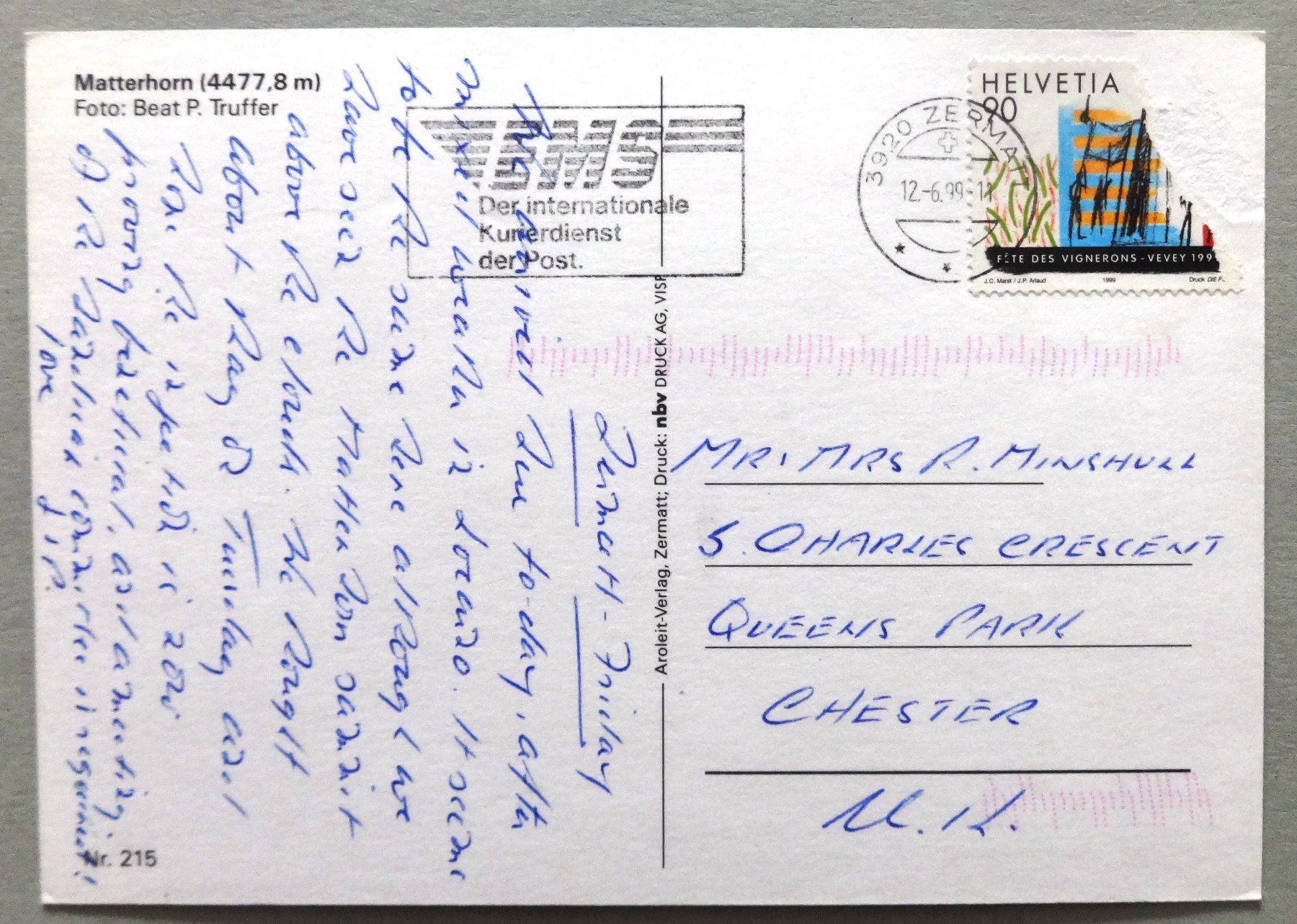 Cartoline postali: Matterhorn (4477,8 m) – Usato da Fétigny venduto da Billy2miny 1