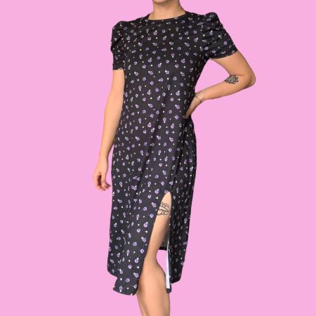 Lilac floral midi dress