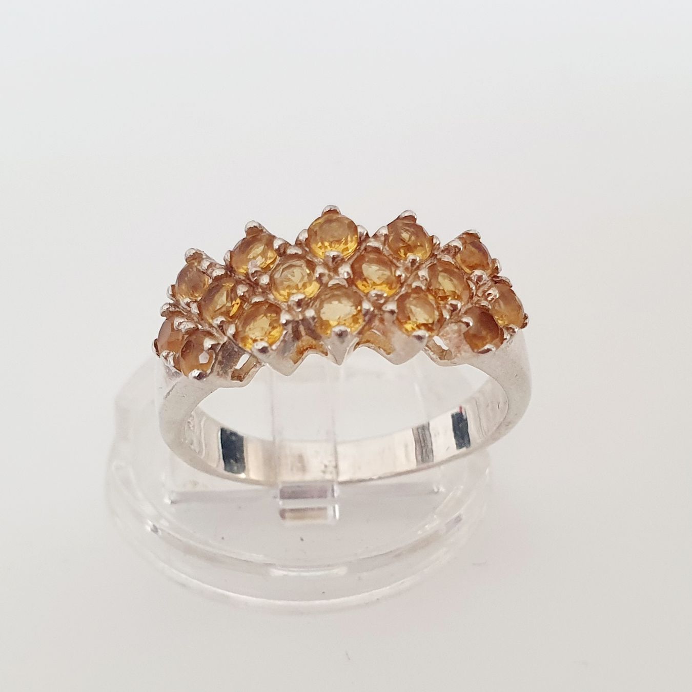 Anelli: Silber Ring 925 mit Citrin-Steinen, Grösse 19.4mm – Usato da Kreuzlingen venduto da Wunderkiste123
