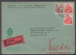 ZÜRICH 13.III.41     EXPRESS   NACHT ZUSTELLEN